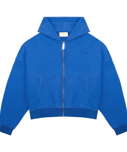 Blue Logo Zip Hoodie Trendt Vision