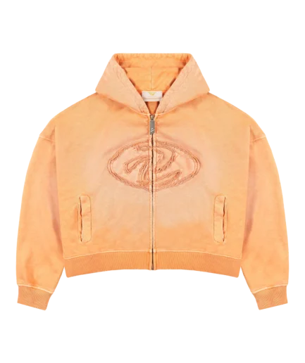 Orange Patched Logo Zip Hoodie