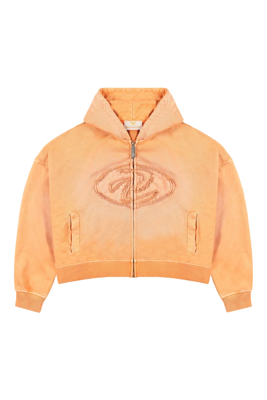 Orange Patched Logo Zip Hoodie