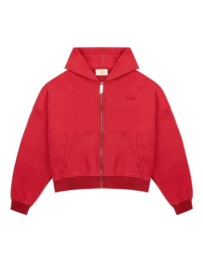 Red Logo Zip Hoodie