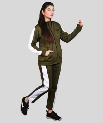 WOMEN'S OLIVE GREEN POLY FLEECE TRACKSUIT