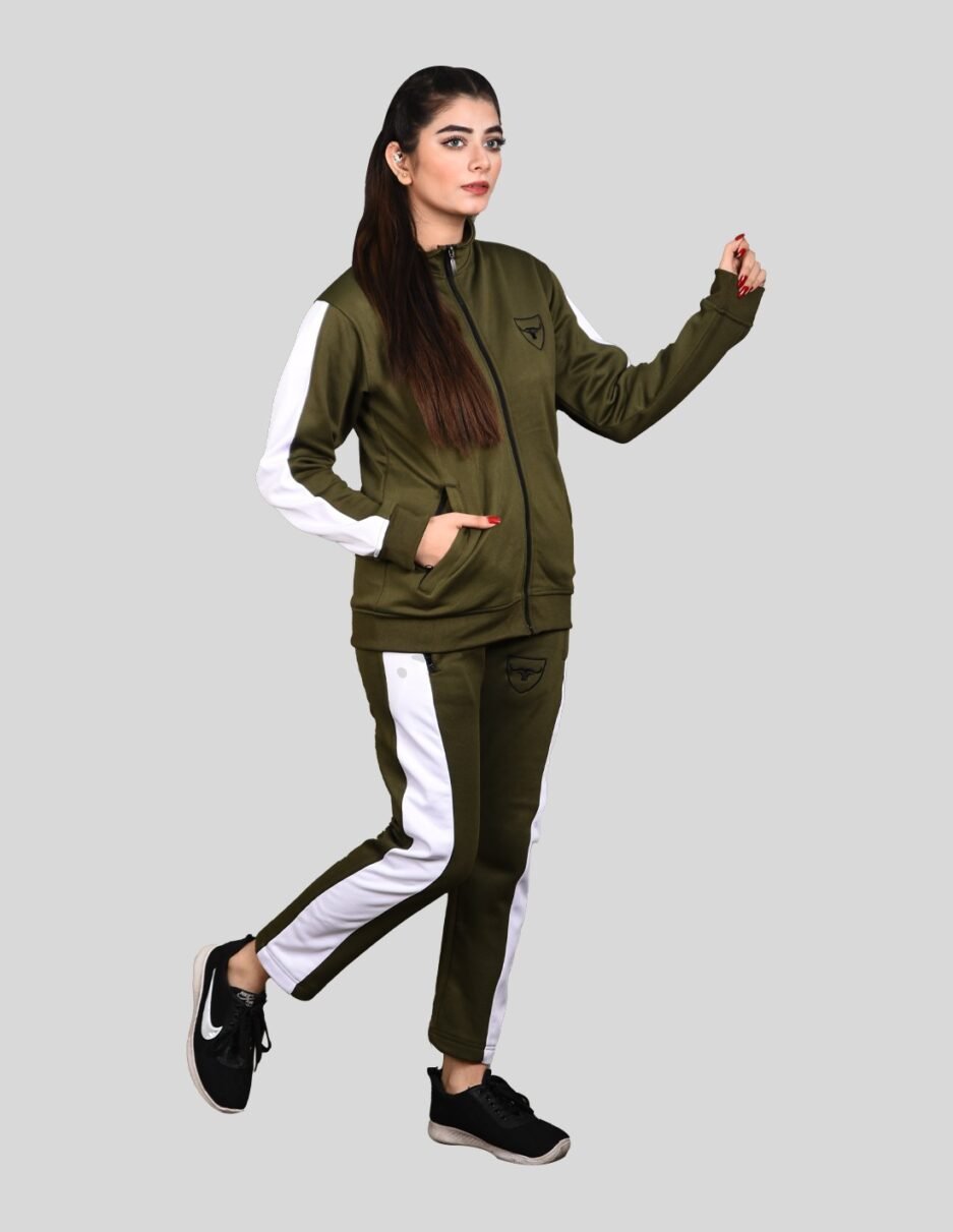 WOMEN'S OLIVE GREEN POLY FLEECE TRACKSUIT